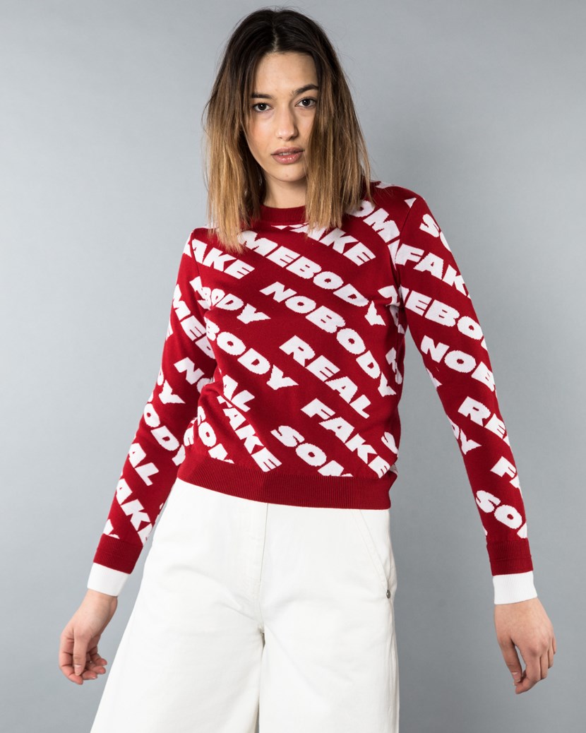 Renee Long Sleeve Wood Wood Tops Knitwear Red